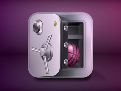 Isaac Zakar on Dribbble app app icon basketball dribbble icon metal purple safe vector