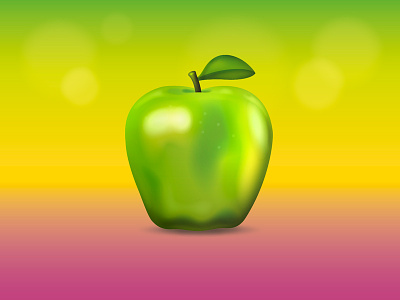 The other side of the apple apple colorful fruit gradient happy illustration leave vector