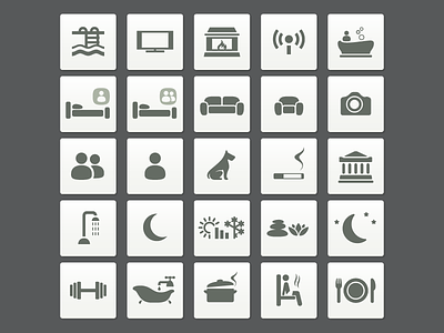 Lovely Places Icons armchair fireplace icon icons pool sauna shower sofa spa tv vector wifi
