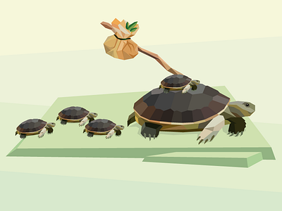 Taking our houses with us everywhere we go illustration low poly turtle turtles vector