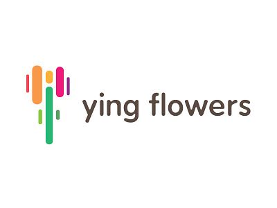 Ying Flowers - Logo flower flowers green icon logo orange pink