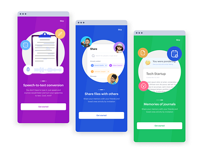 Journow app Onboarding artificial intelligence blockchain color colorful crypto design exploration journal mobile app onboarding saas speech to text ui uiux web3