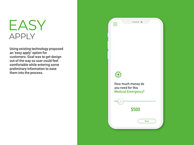 Screenshot of easy apply app branding fintech ux