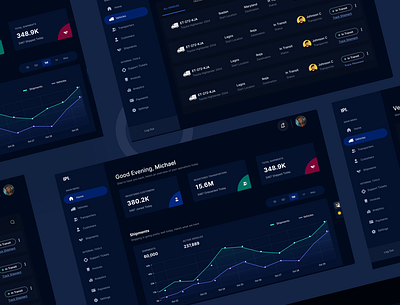 Logistics Management Dashboard (Dark) admin courier dailui design logistics logistics admin logistics admin dashboard logistics app logistics management logistics management dashboard logistics web app shipping ui uid ux uxui web web app web ui