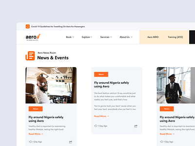 Aero - Blog Section aero aero contractors airline blog airline blog ui article blog blog ui content dailui design illustration ui uid ux uxui web web blog