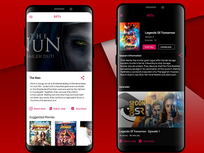Movie Streaming App UI Design android app dailui design download dribbble mobile movie movie app movie booking movie download netflix new streaming top ux video