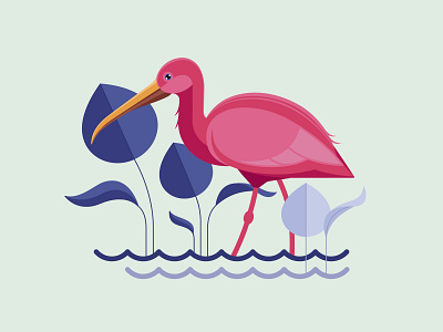 Heron bird design flat heron illustration nature vector