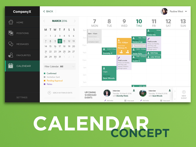 Calendar UI Concept by Arthur Finkler Freiberger on Dribbble