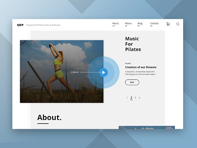 Music For Pilates website blue gray interaction modern music music player pilates player songs ui ux website