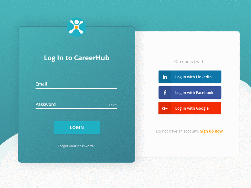 CareerHub Log In Modal design interface log in modal sign in sign up ui ux web design