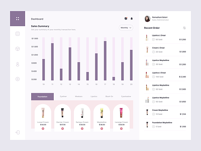 Posok - Cosmetics Dashboard web graph chart statistic clean minimal interface admin product design analytics data report tablet payment mvp pos system product dashboard point of sales menu
