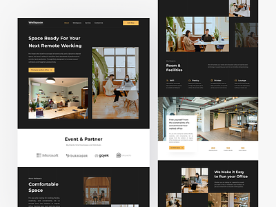 Rework - Coworking Space Landing page agency coworking coworking space ecommerce homepage landing page mockup office officespace shared space typography ui ux web design website website design working from home working space workspace