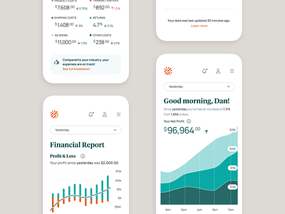OrderMetrics Dashboard Mobile analytics corporate dashboard data data visualization ecommerce finance mobile reports ui