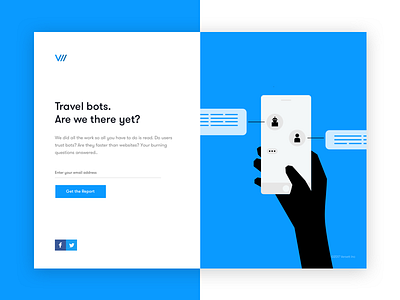 Travel Bots Research article blue bots editorial homepage landing page research responsive self promo ui ux