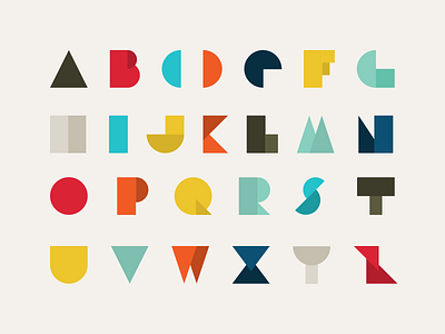 Geometric Alphabet alphabet geometric lettering midcentury minimalistic shapes typeface typogaphy