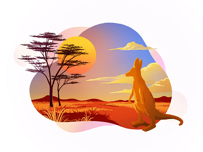 Australia Sunset illustration kangaroo sunset zoiop