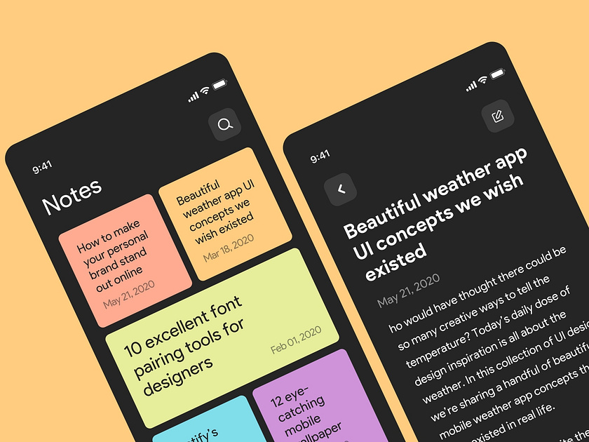 A simple and lightweight note app by Amal on Dribbble