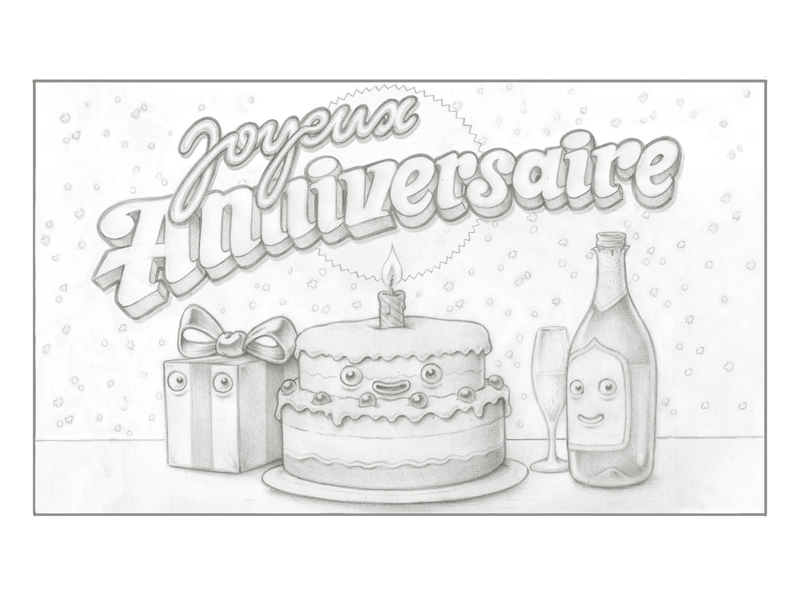 Croquis Carte Joyeux Anniversaire by Malo Thubert on Dribbble