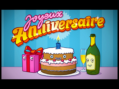 Joyeux Anniversaire birthday cake card