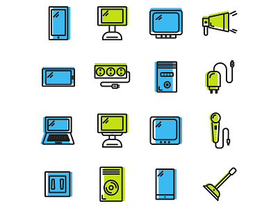 Electronic Icon Set animation bussines design devices electro electronic equipment icon icon set illustration ui
