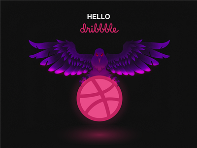 Hello Dribbble! debut dribbble first shot hello hello dribbble illustration raven vector