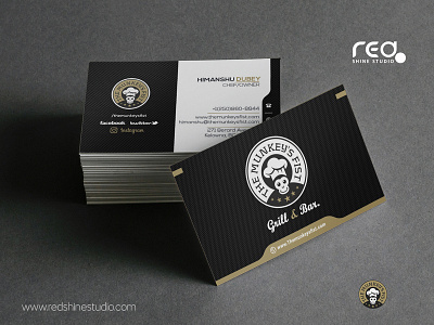 The Munkey's Fist Business Card bar branding business card design flat graphic grill icon illustration lettering logo minimal print typography vector