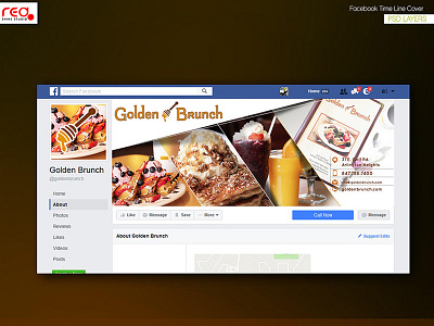 Golden Brunch branding design facebook facebook timeline flat graphic icon illustration lettering minimal typography ui ux vector web