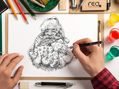 Santa Claus Skech art beard design draw drawing gift hand drawn holiday santa claus skech