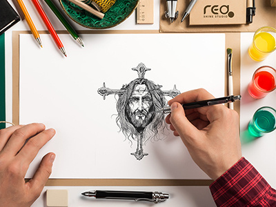 jesus crucifixion in Sketch artistic calvary christ christian christianity church cross crucifixion easter god holy jesus light lord painting religion religious salvation sketch