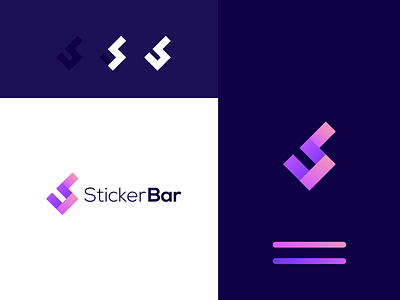 Sticker Bar Logo Design bar creative letter letter b letter s logo logos modern purple sticker