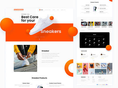 ISNEAKER Web Design brand branding creative design nike orange shoe sneaker web webdesign website