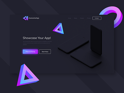 Black App Showcase free xd website template