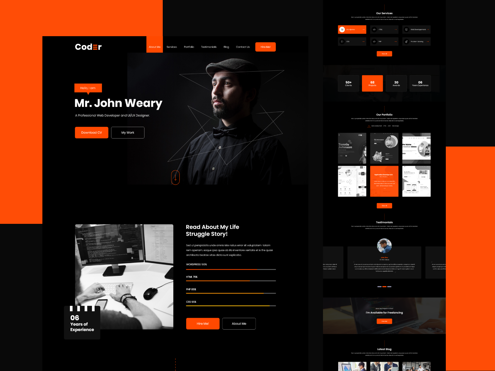 Portfolio Developer Free XD Website Template by inkyy on Dribbble