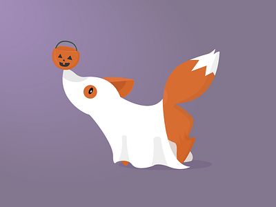Fox Ghost character design cute fox ghost halloween kawaii vector illustration