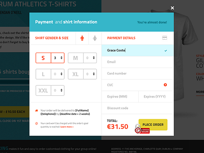 Full Modal - Edits custom form king modal payment window