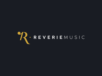 Reverie Music logo black contrast dark feedback gold logo logo design music music notation navy notation quaver yellow