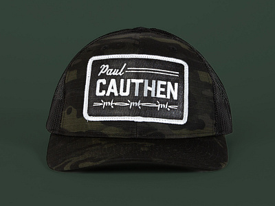 Paul Cauthen Trucker Embroidered Patch badge barbed wire camo country design hat merch music patch rock texas trucker hat