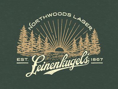 Leinenkugel's North Woods Merch Design beer art design lager lake leinies merch north pine sun sunset tree wisconsin woods