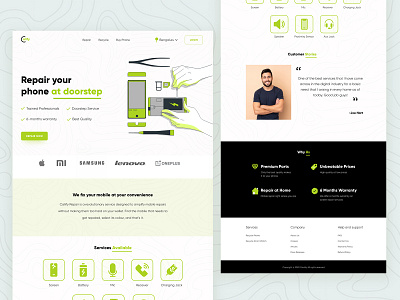 Calify Home Page design home page illustration landing page minimal mobile repair template ui ux