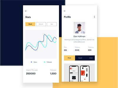 Profile & Stats app design freebie minimal mockup page profile stats ui ux