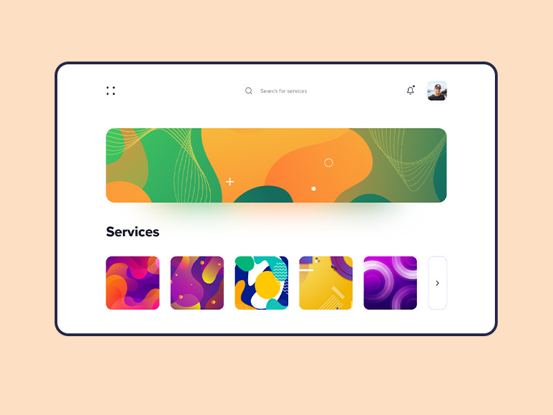 Landing Page notifications search shapes abstract design landing page minimal ux ui