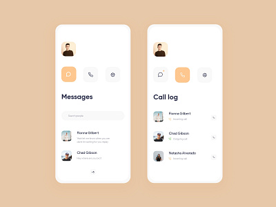 Messages & Calls app calls conversations daily ui design flat follow ios messages minimal mobile phone ui ux