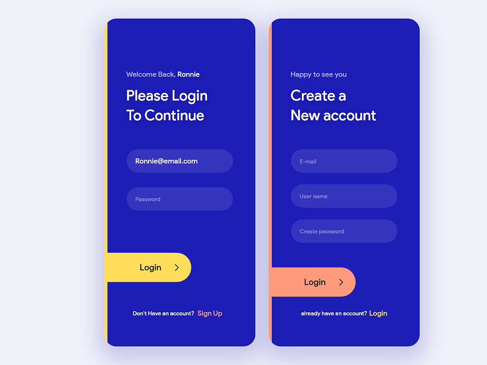 login sign up by Rajesh Babu on Dribbble