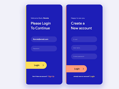 login sign up app blue daily ui design flat form login minimal mobile signup ui ux