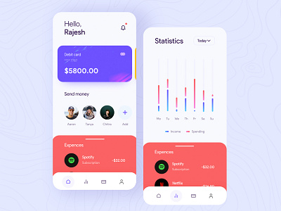 Banking application app application bank banking design minimal transactions ui uidesign ux