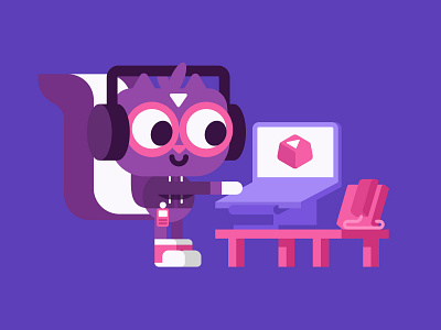 Skunky's Desk character design illustration mascot