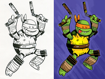 Mikey Study brushes fan art illustration nerd ninja turtles photoshop