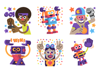 bot games stickers avatar character emoji illustration illustrations