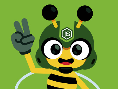 Node Bee! character illustration mascot vector