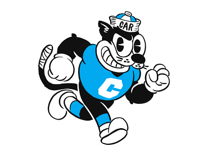 retro purr cat football illustration mascot